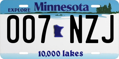 MN license plate 007NZJ