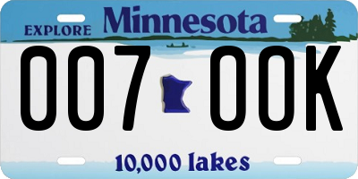 MN license plate 007OOK