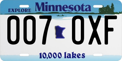 MN license plate 007OXF