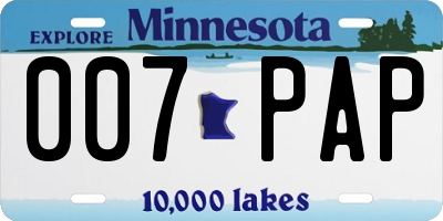 MN license plate 007PAP
