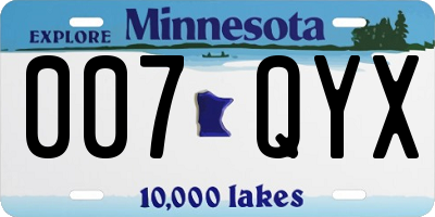 MN license plate 007QYX