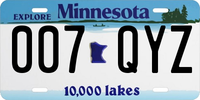 MN license plate 007QYZ