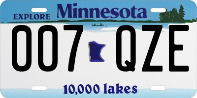 MN license plate 007QZE