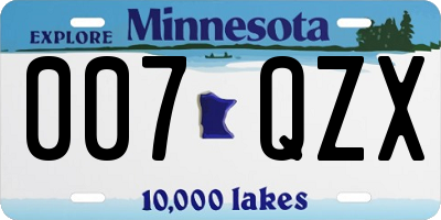 MN license plate 007QZX
