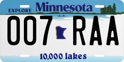 MN license plate 007RAA