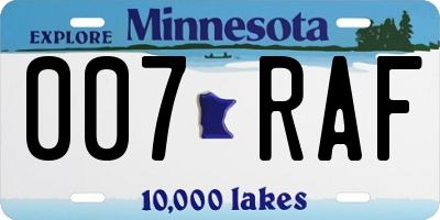 MN license plate 007RAF