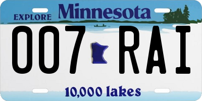 MN license plate 007RAI