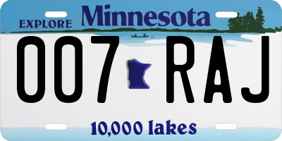 MN license plate 007RAJ