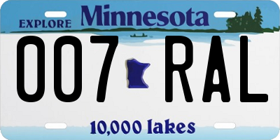 MN license plate 007RAL