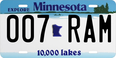 MN license plate 007RAM