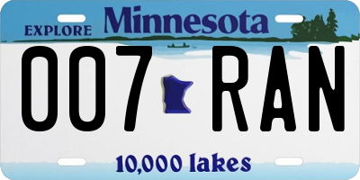 MN license plate 007RAN