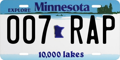 MN license plate 007RAP