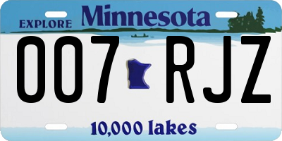 MN license plate 007RJZ