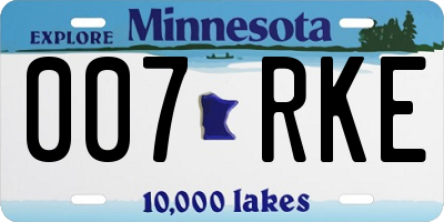 MN license plate 007RKE