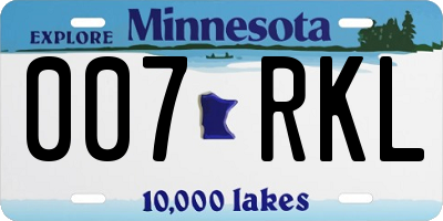 MN license plate 007RKL