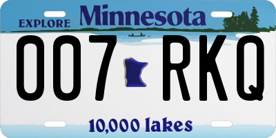 MN license plate 007RKQ
