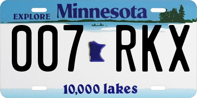MN license plate 007RKX