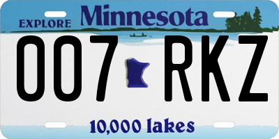 MN license plate 007RKZ