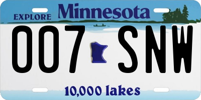 MN license plate 007SNW