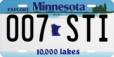 MN license plate 007STI