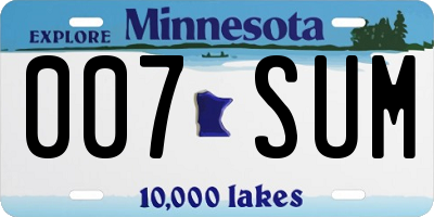 MN license plate 007SUM