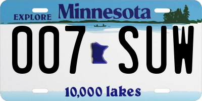 MN license plate 007SUW