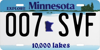 MN license plate 007SVF