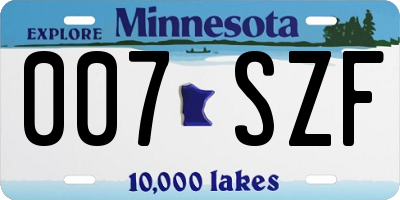 MN license plate 007SZF