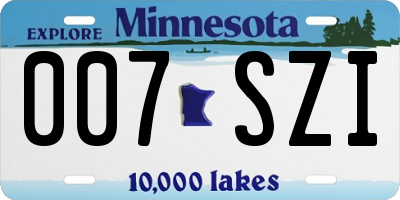 MN license plate 007SZI