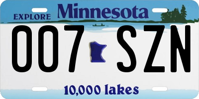 MN license plate 007SZN