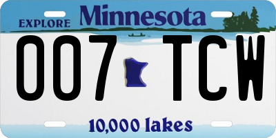 MN license plate 007TCW