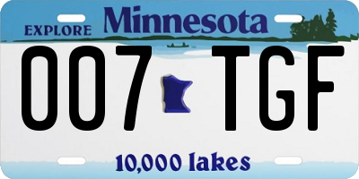 MN license plate 007TGF