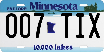 MN license plate 007TIX