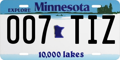 MN license plate 007TIZ