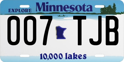 MN license plate 007TJB