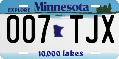 MN license plate 007TJX