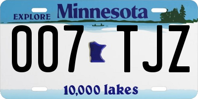 MN license plate 007TJZ