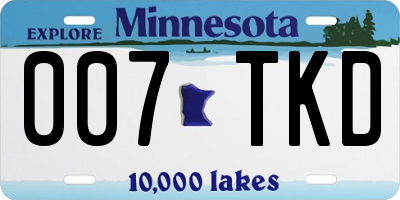 MN license plate 007TKD