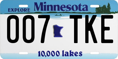 MN license plate 007TKE
