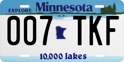MN license plate 007TKF