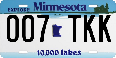 MN license plate 007TKK