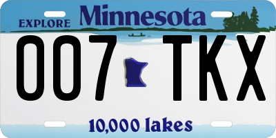 MN license plate 007TKX