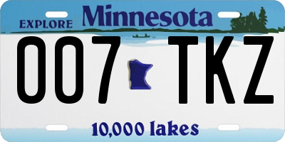 MN license plate 007TKZ
