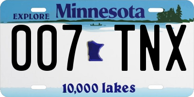 MN license plate 007TNX
