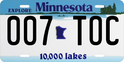 MN license plate 007TOC