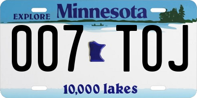 MN license plate 007TOJ