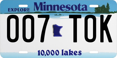 MN license plate 007TOK
