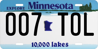 MN license plate 007TOL