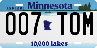 MN license plate 007TOM