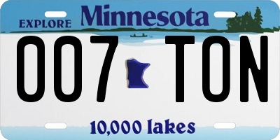 MN license plate 007TON